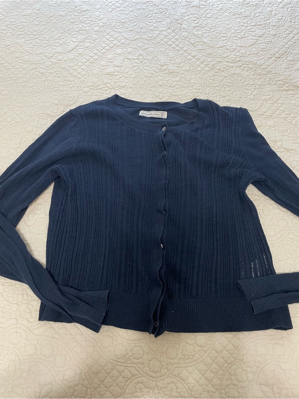 Abercrombie & Fitch Navy Lightweight Ribbed Cardigan Sweater